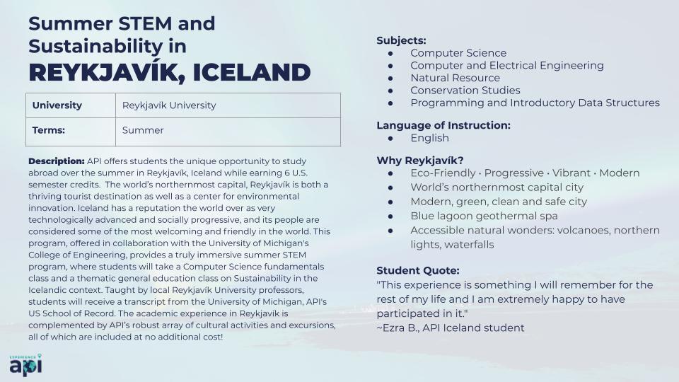 API Summer STEM in Iceland