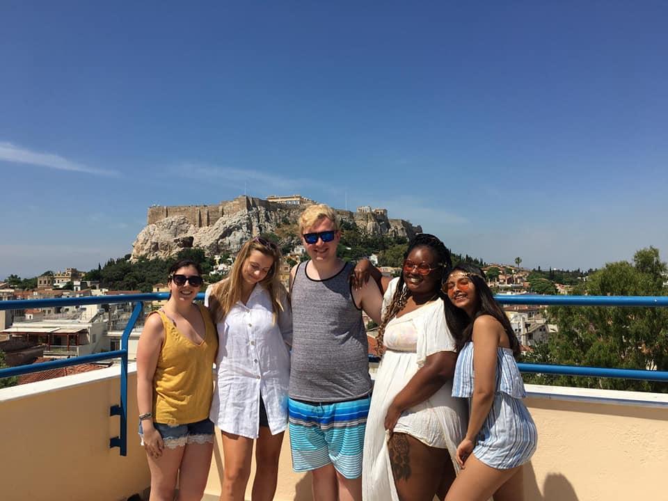students in front of acropolis