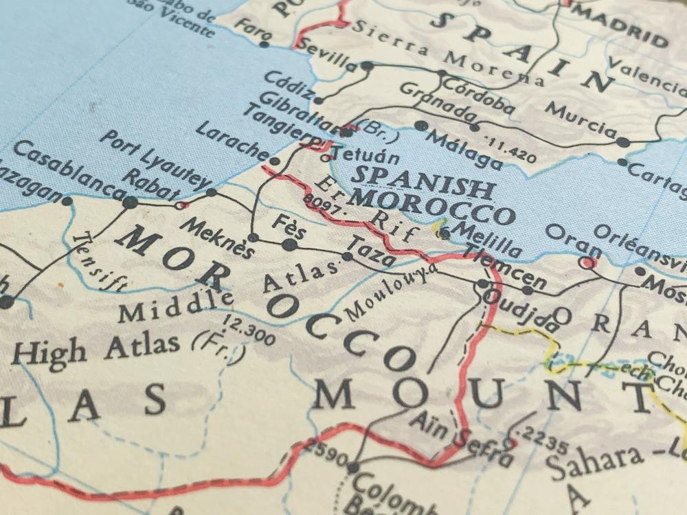 Map of Spain and Morocco