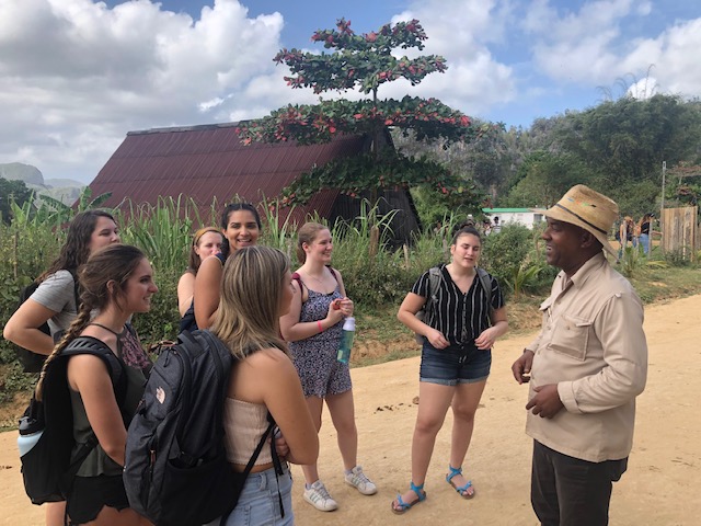 Students at a farm