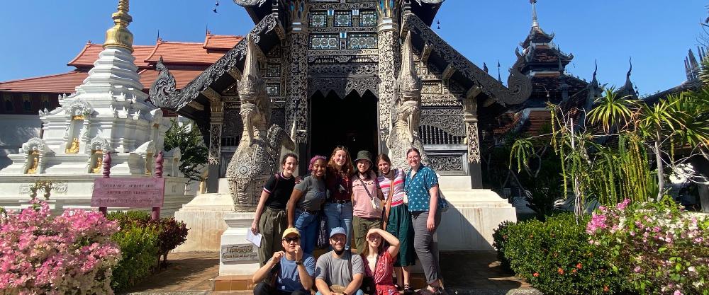 Students at a Buddhist temple